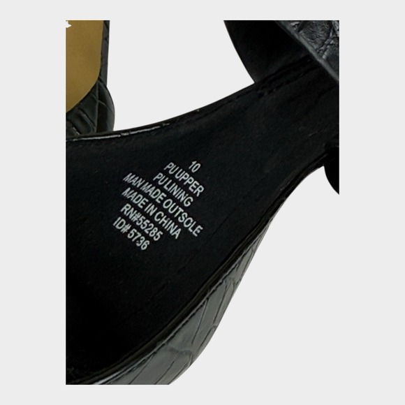 Express Black Croc Embossed Ankle Strap Stiletto Heels – Size 10 - Picture 8 of 10